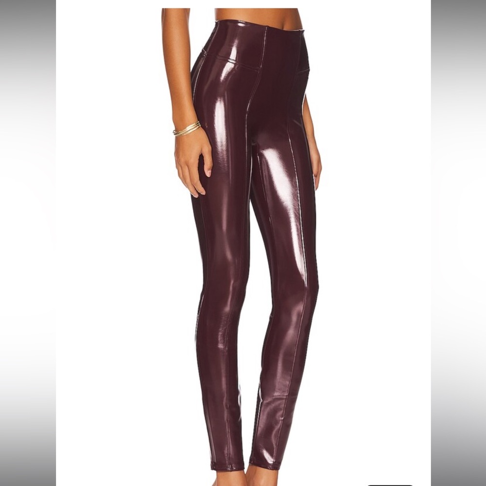 Spanx Faux Patent Leather Leggings - Ruby Red - Size Medium
